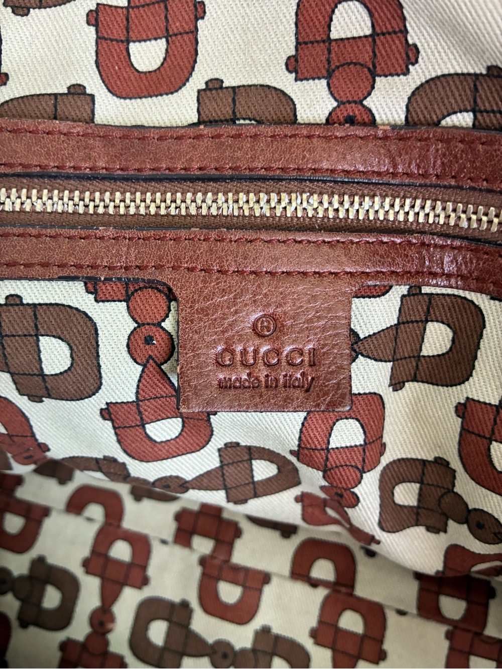 Gucci Brown Leather and GG Canvas Satchel with Gold Hardware - Picture 10 of 12